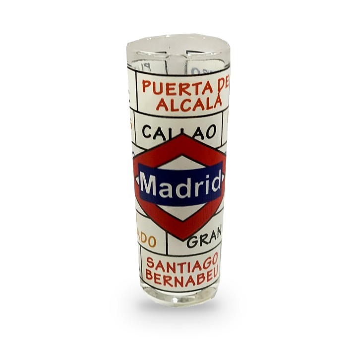 Tall Madrid tequila shot glass, Madrid Metro design