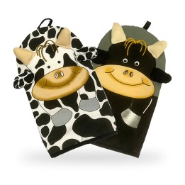 Topfhandschuh aus Stoff mit Stier- oder Kuh-Motiv