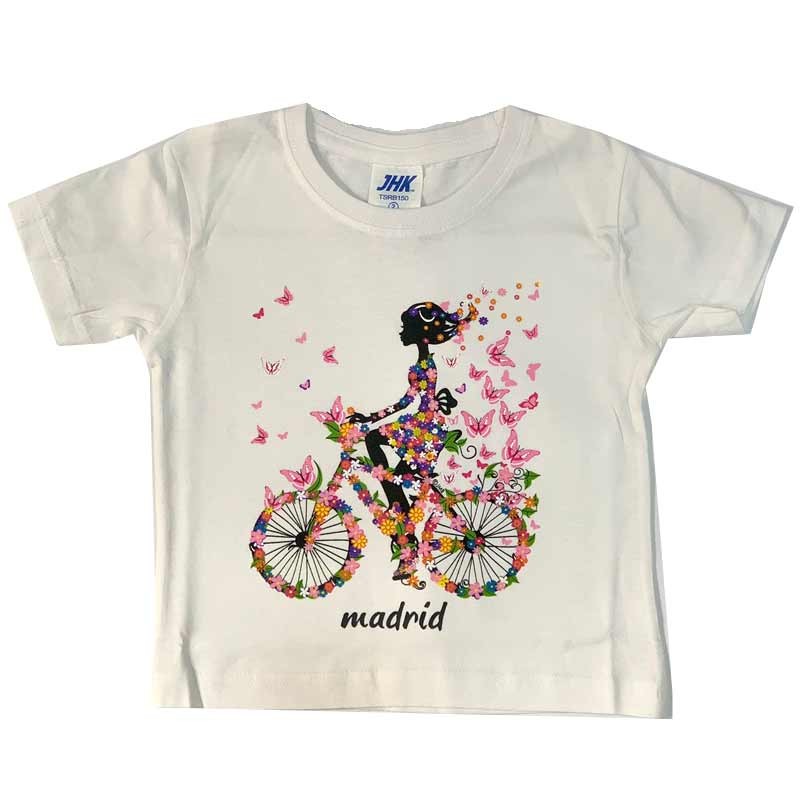 children's t-shirt girl on bicycle