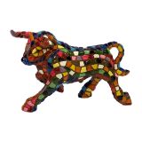 Toro al galope de mosaico multicolor Barcino – vista 3