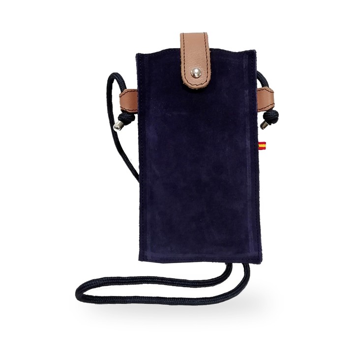 Borsa a tracolla scamosciata per cellulare, colore blu