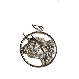 Sterling silver bull head pendant, Spanish bullfighting jewelry souvenir