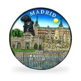 Round Madrid collage magnet, design 13