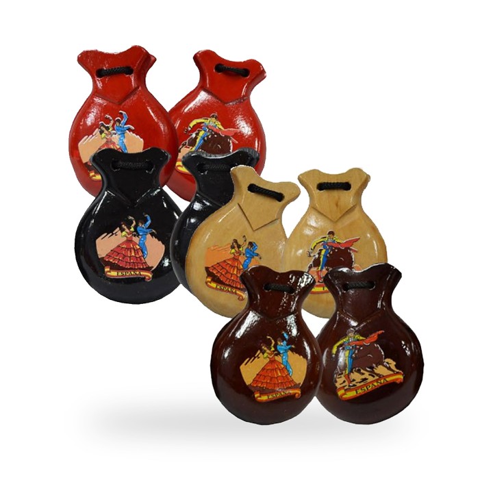 Nacchere souvenir in legno con ballerini di flamenco