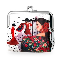 Porta-moedas de senhora Flamenca com fecho metálico de bolas