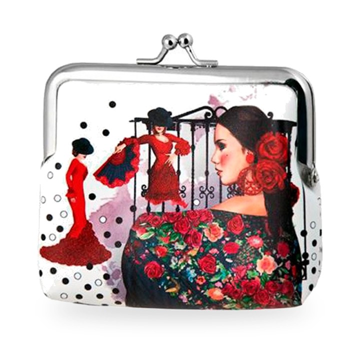 Portamonete da donna Flamenca con chiusura a clic in metallo