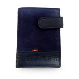 Men's suede wallet with Spanish flag, inside view with card holder and ID window