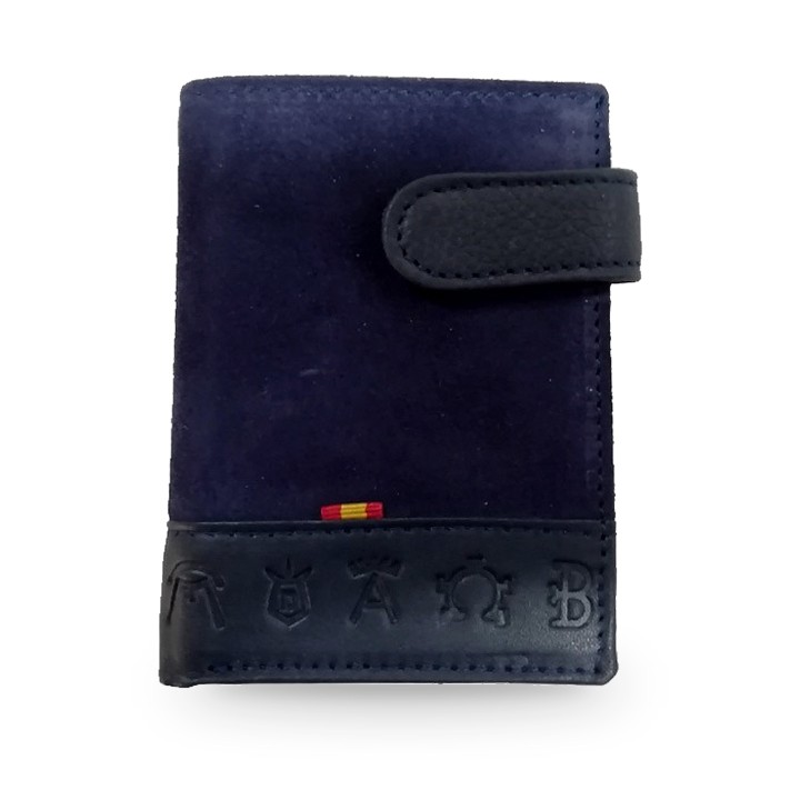 Wildleder-Brieftasche mit spanischer Flagge, innen mit Kartenfächern und Ausweisfenster