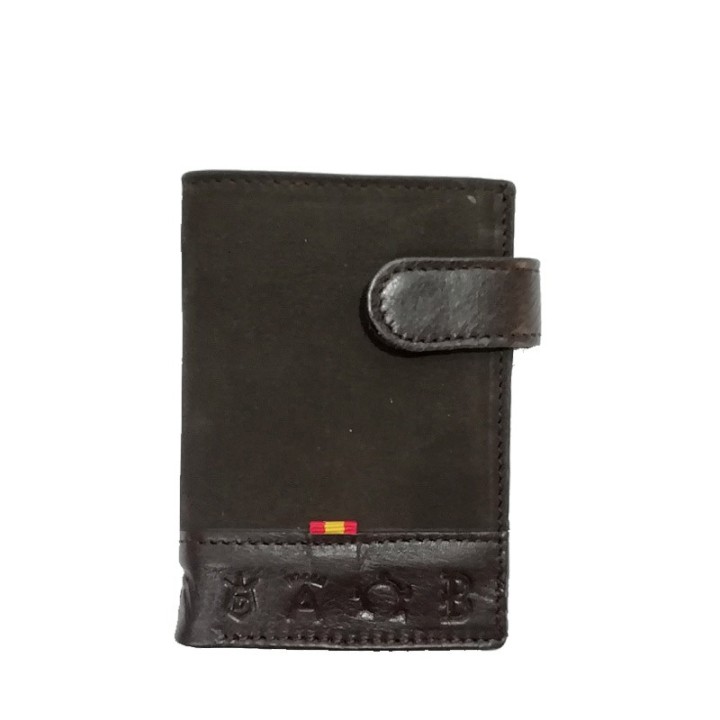 Cartera de hombre en ante y piel de Ubrique detalle interior con tarjetero y ventana para carnet