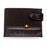 Men's navy blue suede wallet with Spanish flag and ranch brands, horizontal style – view 7
