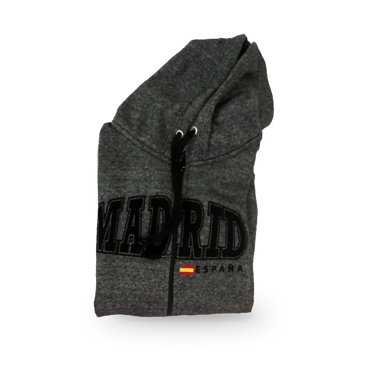 Felpa grigia Madrid con zip e cappuccio – vista 2