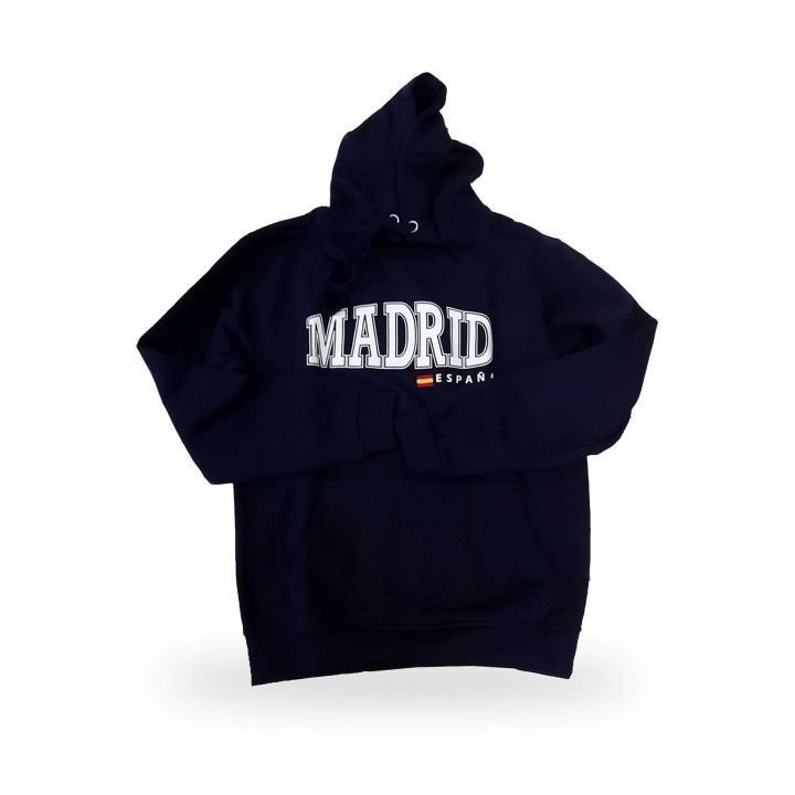 Sweatshirt azul com capuz Madrid e Espanha para adulto