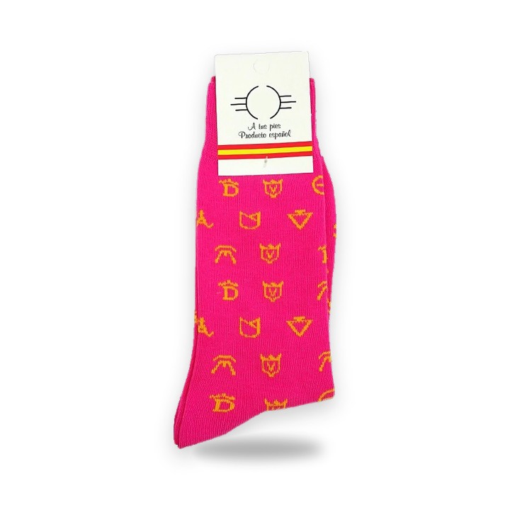 Chaussettes taurines aux fers d'élevages, coloris fuchsia