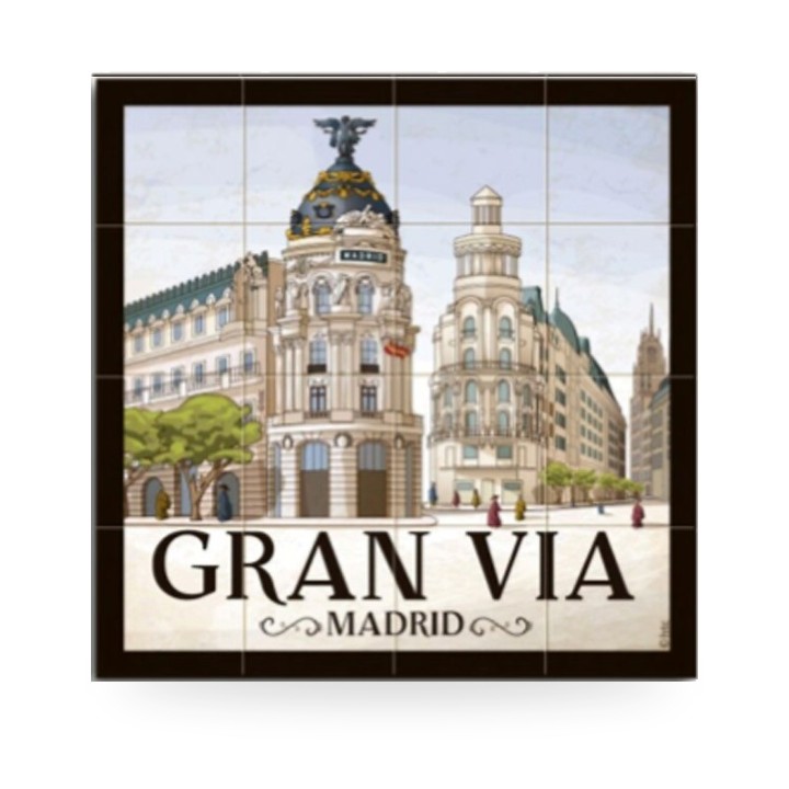 Magnet azulejo des rues de Madrid, modèle Gran Vía
