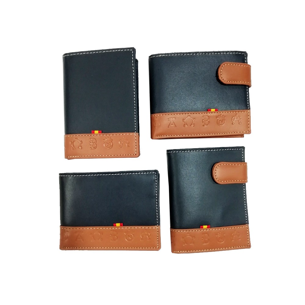 Blue leather wallet with cattle irons