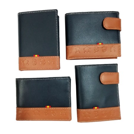 Blue leather wallet with cattle irons