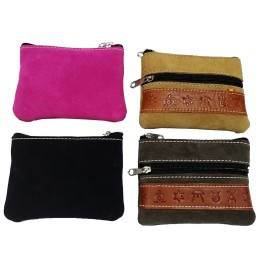 Porte-monnaie en daim aux fers d'élevage, coloris variés