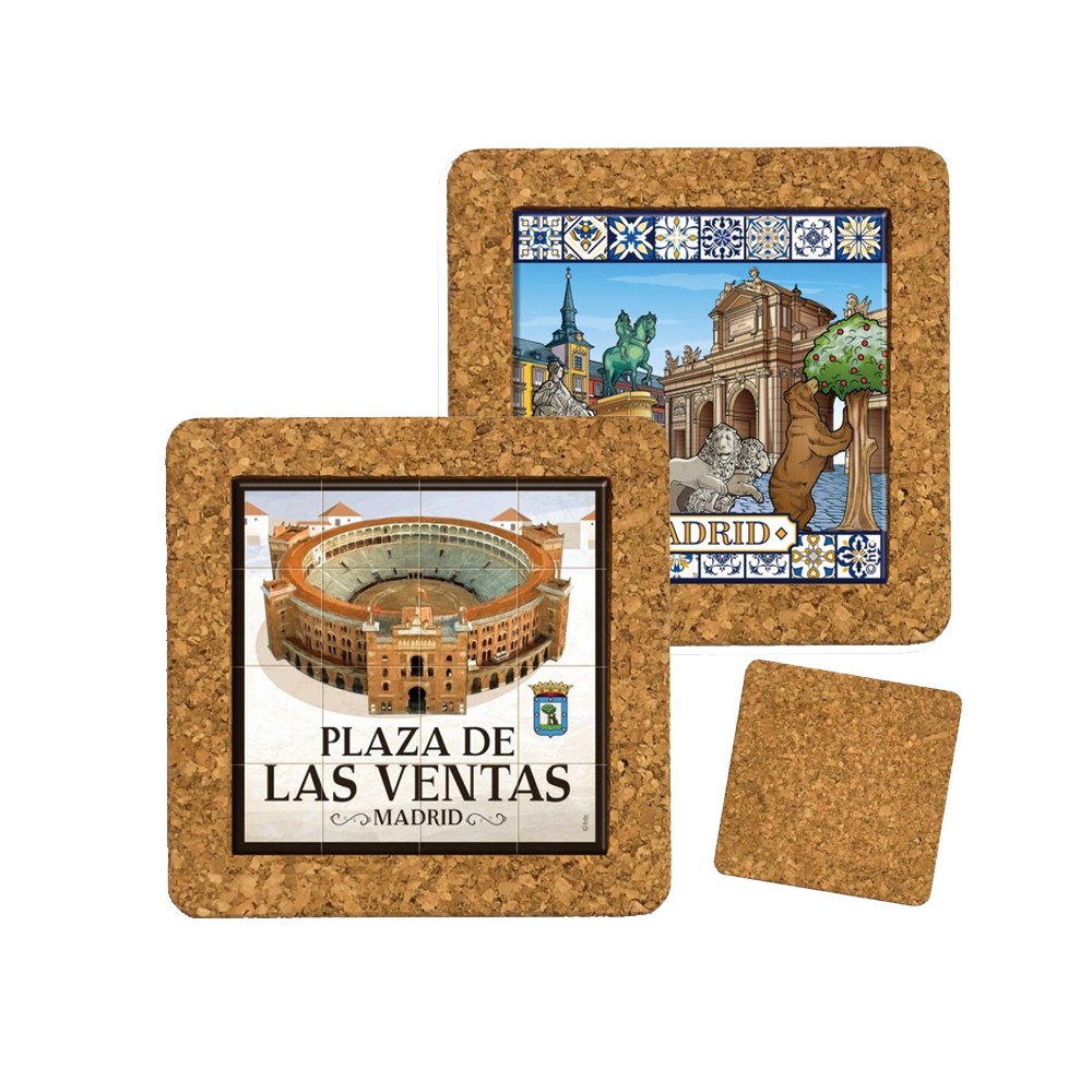 Cork trivet with ceramic tile