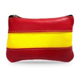 Monedero de piel con bandera de España y reverso rojo