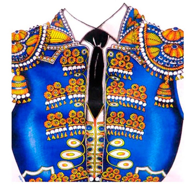 Tablier de cuisine "costume de torero" bleue
