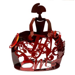Menina-Skulptur aus Schmiedeeisen, Modell Texto in Rot, 40 cm