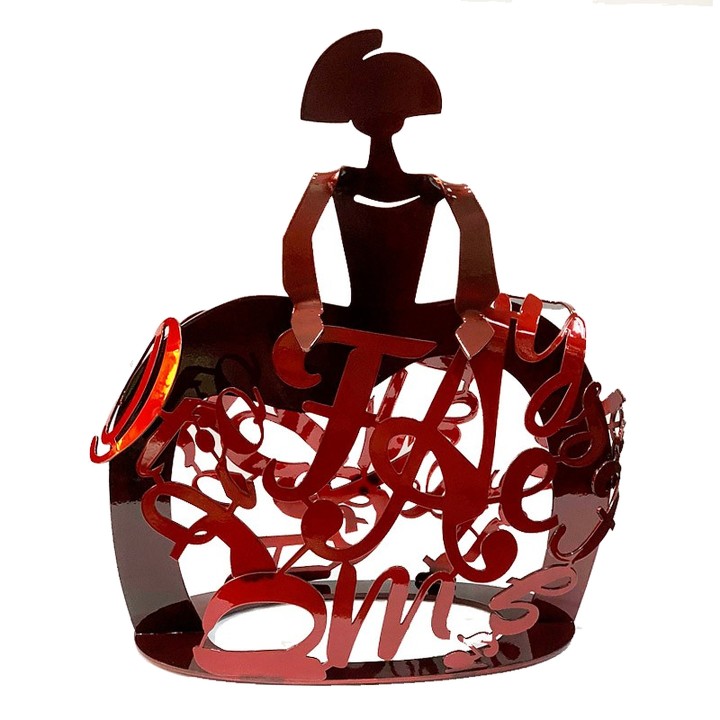 Menina-Skulptur aus Schmiedeeisen, Modell Texto in Rot, 40 cm