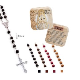 Rosenkranz der Virgen del Rocío aus Holz in Metalldose
