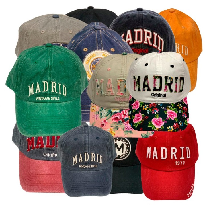 Collection de casquettes brodées Madrid plusieurs coloris styles vintage et motifs fleuris