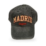 Gorra Robin Ruth «Madrid Original» de denim negro, bordado en rojo y blanco