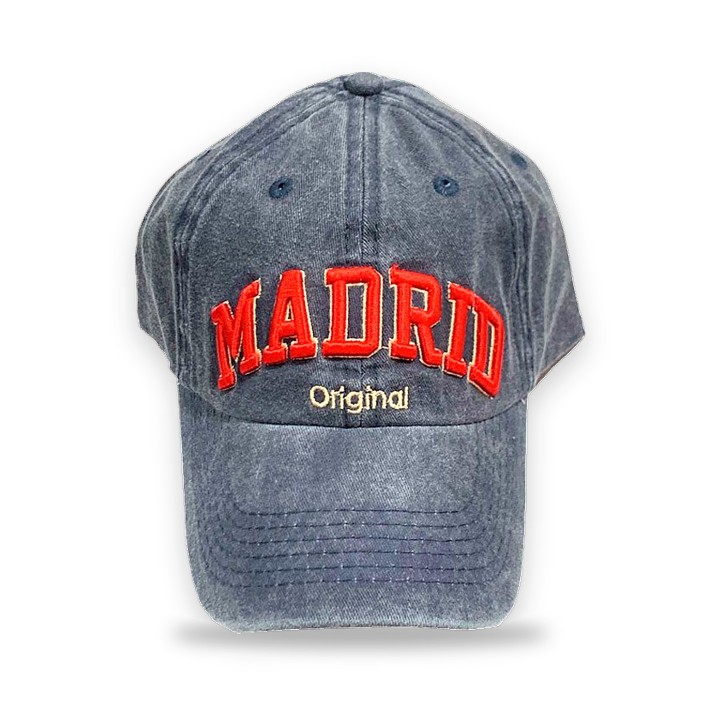 Gorra Robin Ruth «Madrid Original» de denim gris, bordado en rojo