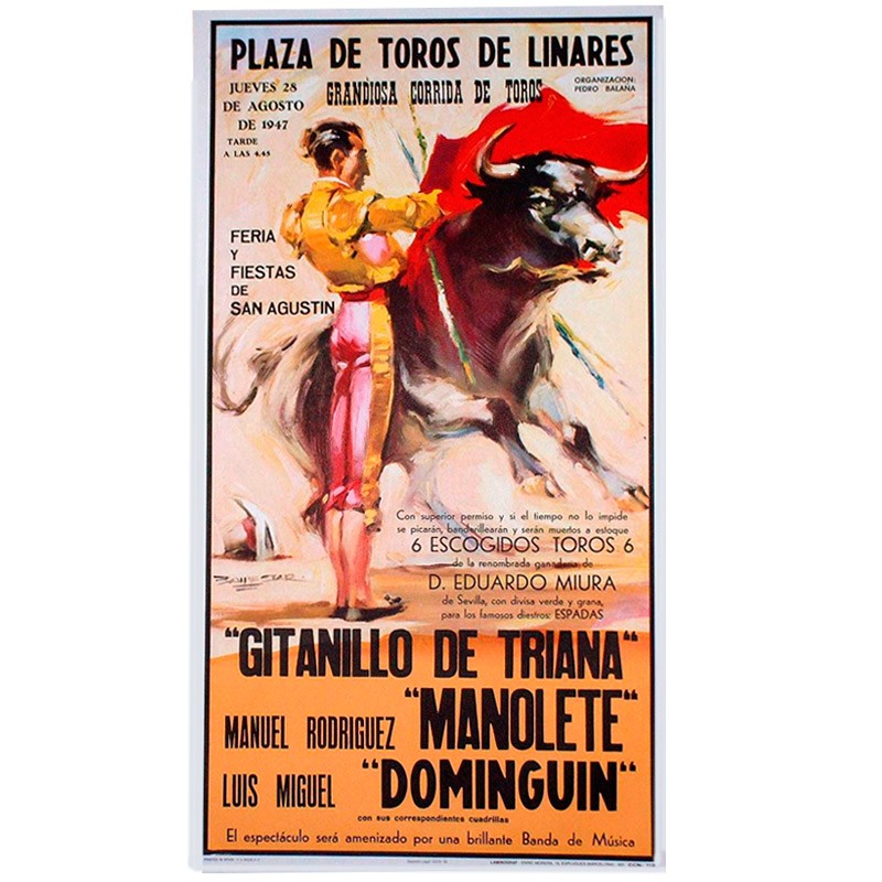 Cartel taurino mitos del toreo modelo Linares