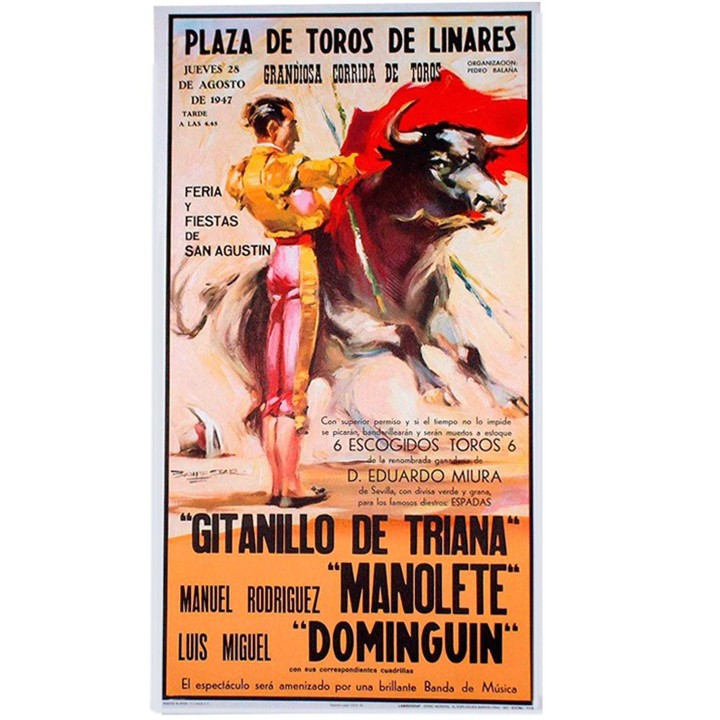 Stierkampfplakat Mitos del Toreo: Linares, Tod von Manolete