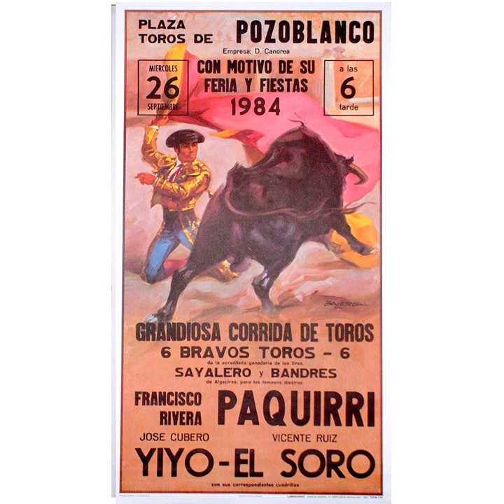 Affiche taurine historique « Mythes » arènes de Pozoblanco, poster corrida souvenir d'Espagne