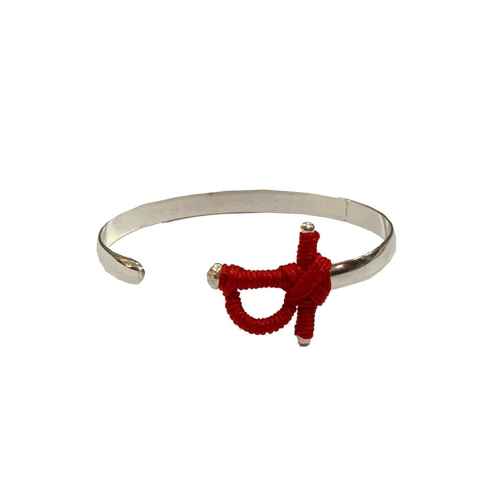 Bracelet manchette taurine "Rapière au fil rouge"