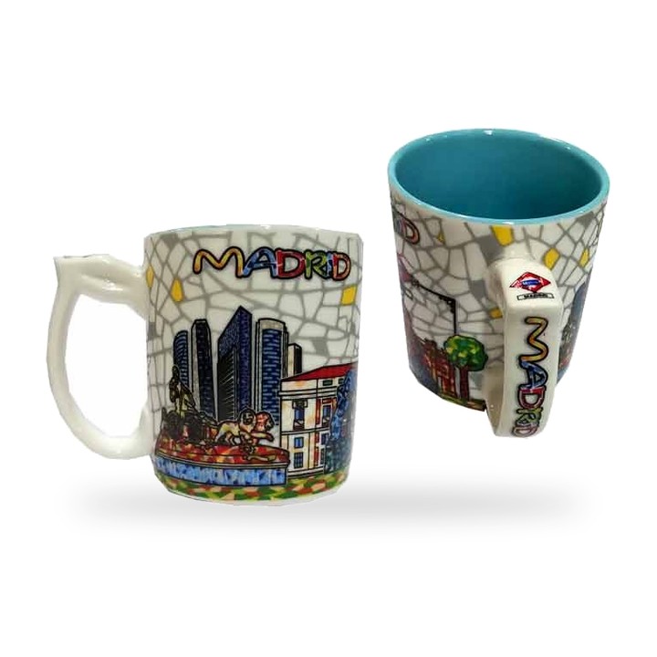 Tazza mug piccola Madrid monumenti Mosaico, interno blu