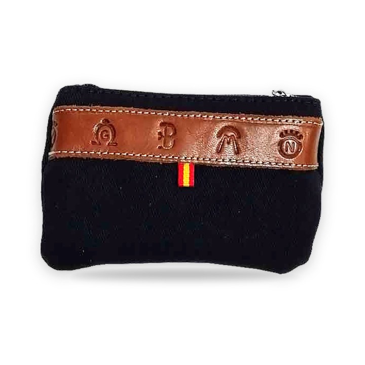 Porte-monnaie en tissu bleu marine aux fers d'élevage