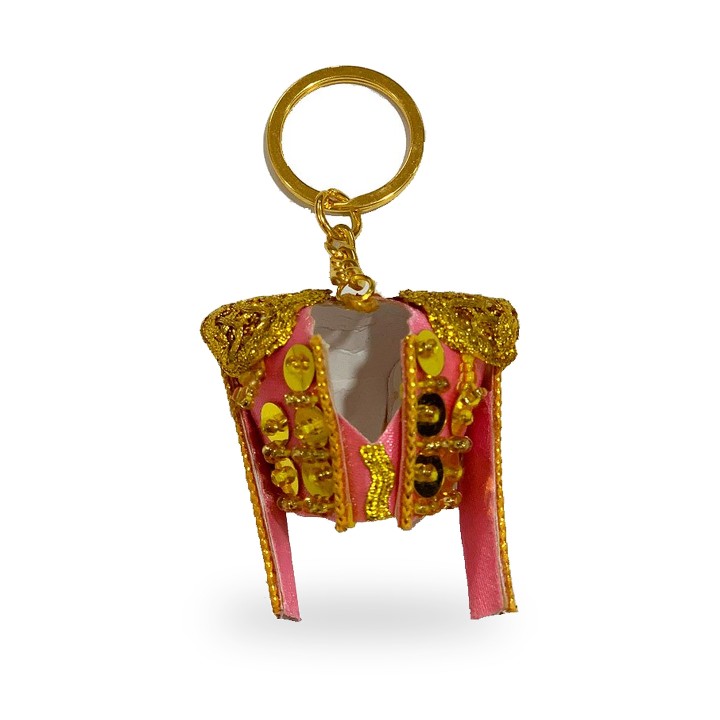 Porta-chaves de jaqueta de toureiro feito à mão, cor-de-rosa