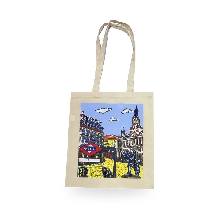Borsa in tela Souvenirs de Madrid, design Puerta del Sol