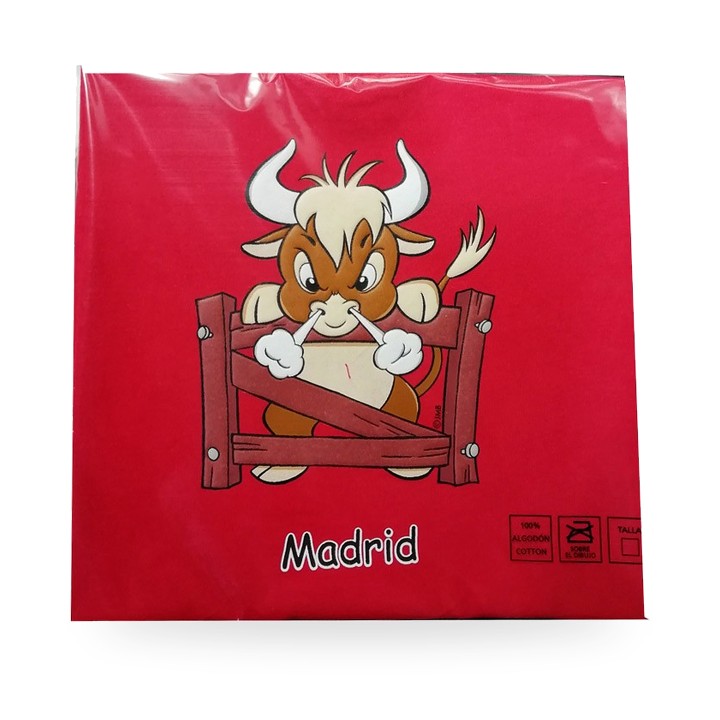 T-shirt de criança vermelha com touro zangado – vista 2