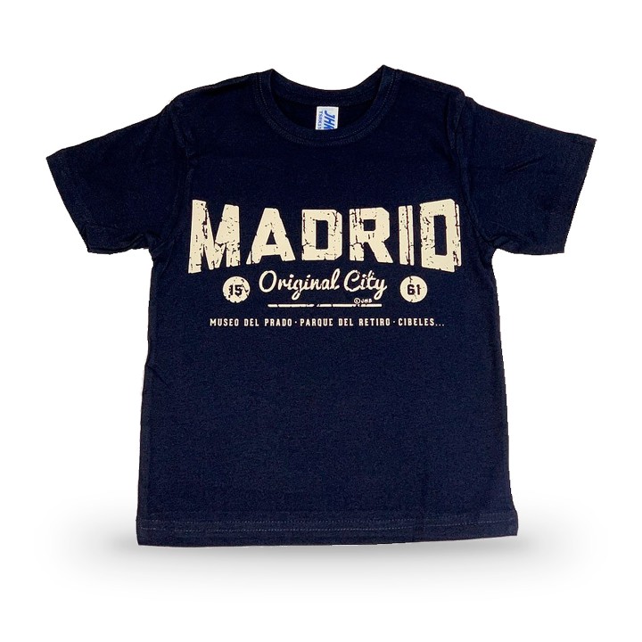 T-shirt de criança azul Madrid Museos com monumentos