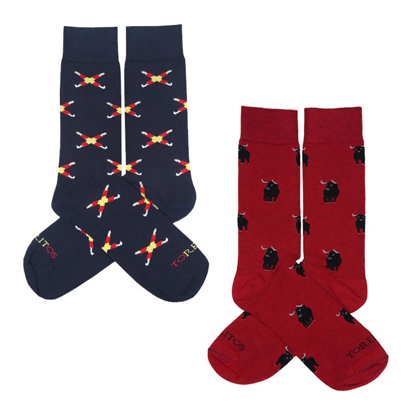 Chaussettes "Toreritos" Banderillas et Taureau