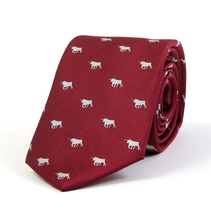 Stierkampf-Krawatte Toreritos Bordeaux mit Stier