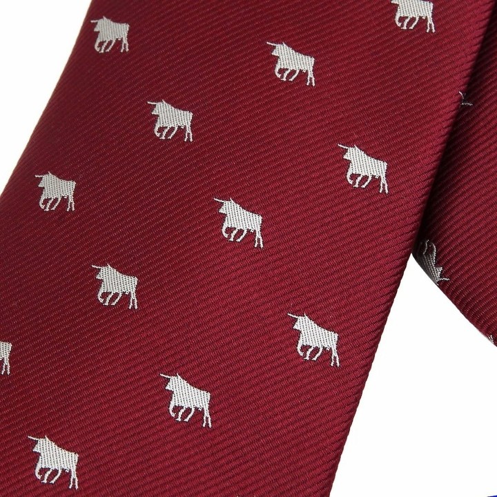 Cravatta taurina Toreritos granata con toro – vista 6