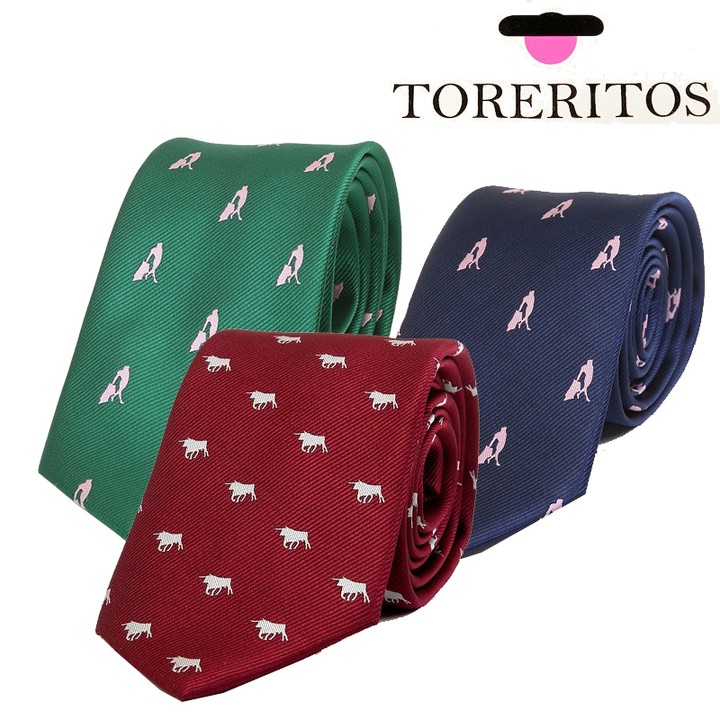 Cravate taurine Toreritos en jacquard, taureau ou torero