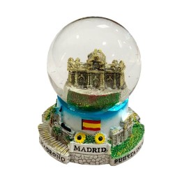 Boule à neige Puerta de Alcalá et monuments de Madrid, souvenir touristique d'Espagne