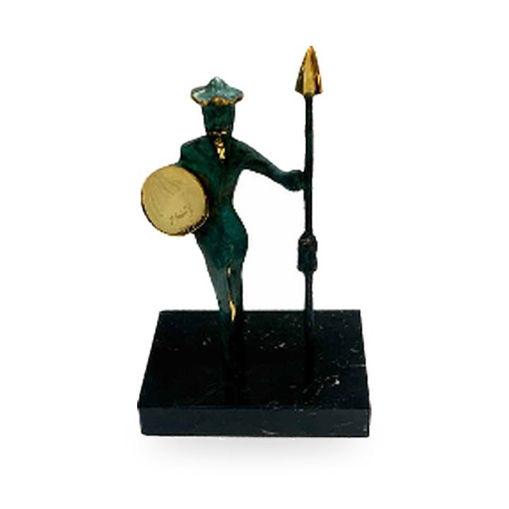 Bronzeskulptur Don Quijote und Sancho Panza auf Marmor