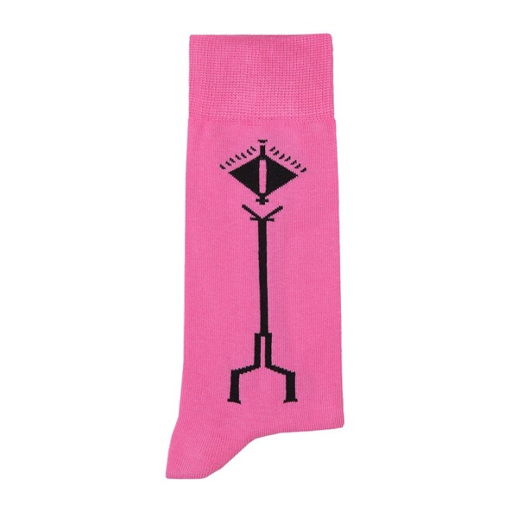 Bullfighter pink socks with black herringbone pattern Spanish matador cotton socks - ZiNGS
