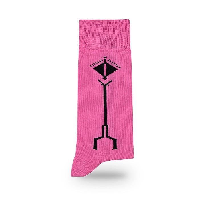 Torero-Socken Toreritos in Fuchsia mit schwarzem Fischgrätmuster – Ansicht 2