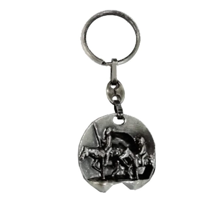 Metal keychain Don Quixote and Sancho