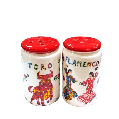 Juego de sal y pimienta "Toro y Flamenca" Trencadís